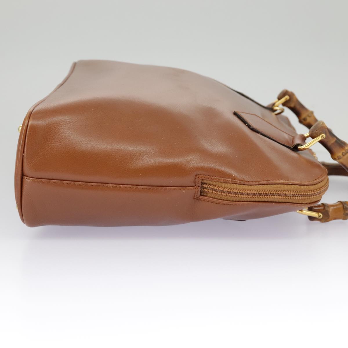 GUCCI Bamboo Hand Bag Leather 2way Brown Gold 97683