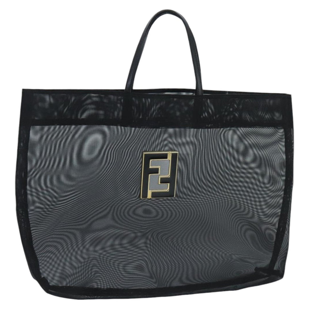 FENDI Mesh Tote Bag Nylon Black Gold 97689