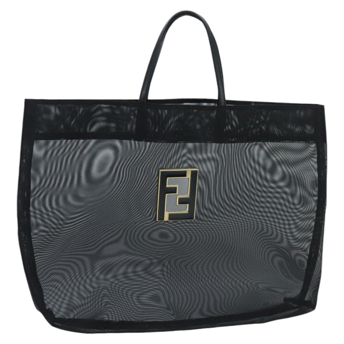 FENDI Mesh Tote Bag Nylon Black Gold 97689
