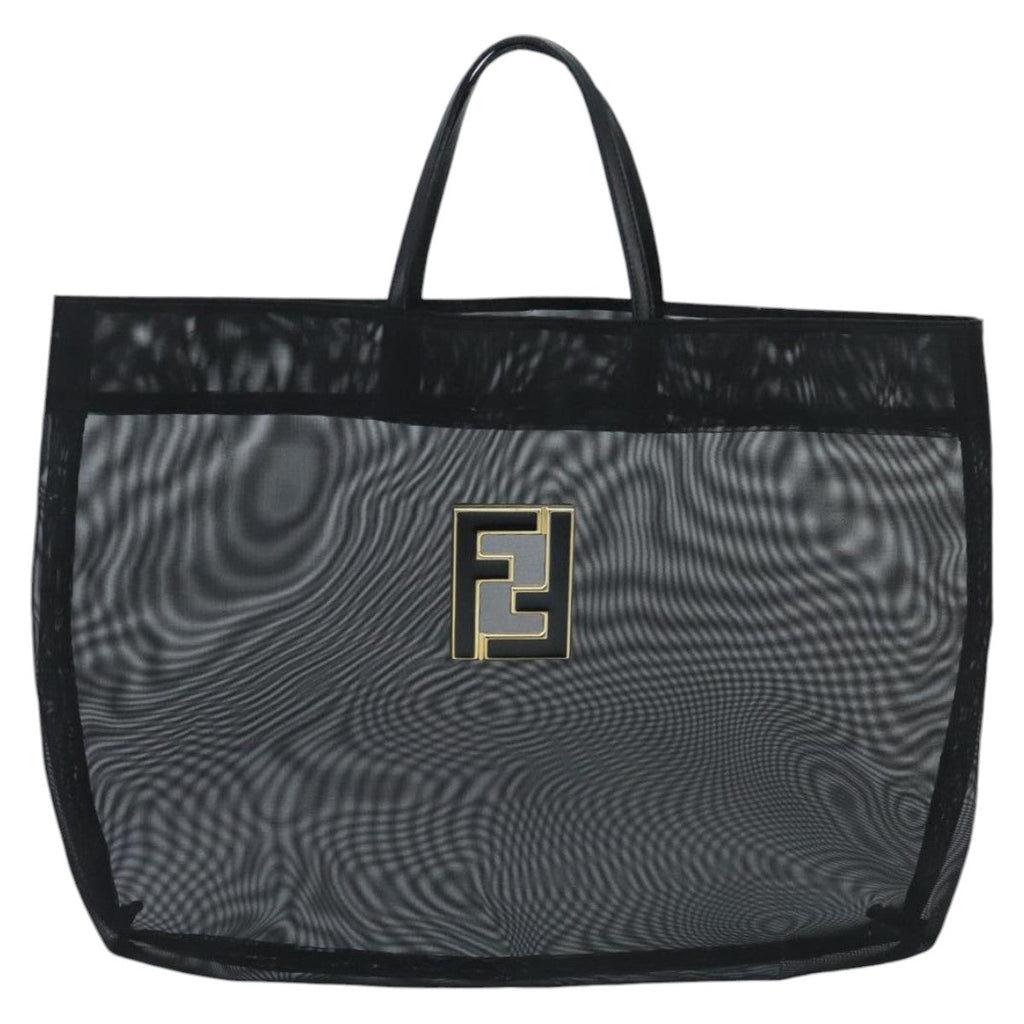 FENDI Mesh Tote Bag Nylon Black Gold 97689
