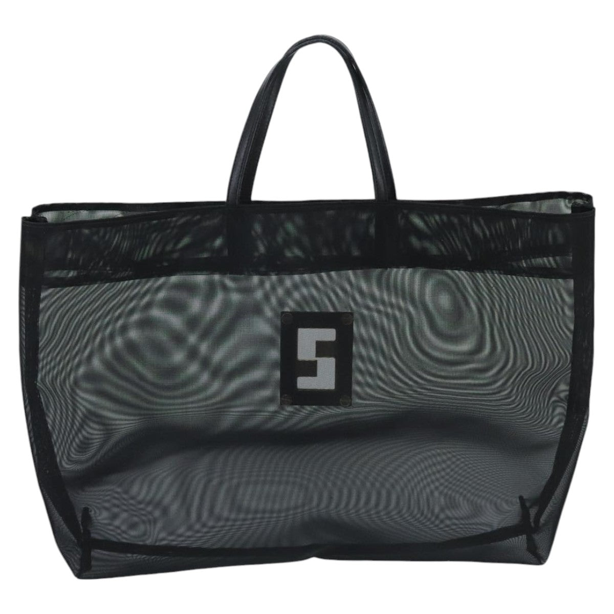 FENDI Mesh Tote Bag Nylon Black Gold 97689