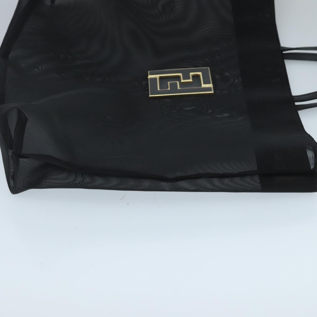 FENDI Mesh Tote Bag Nylon Black Gold 97689