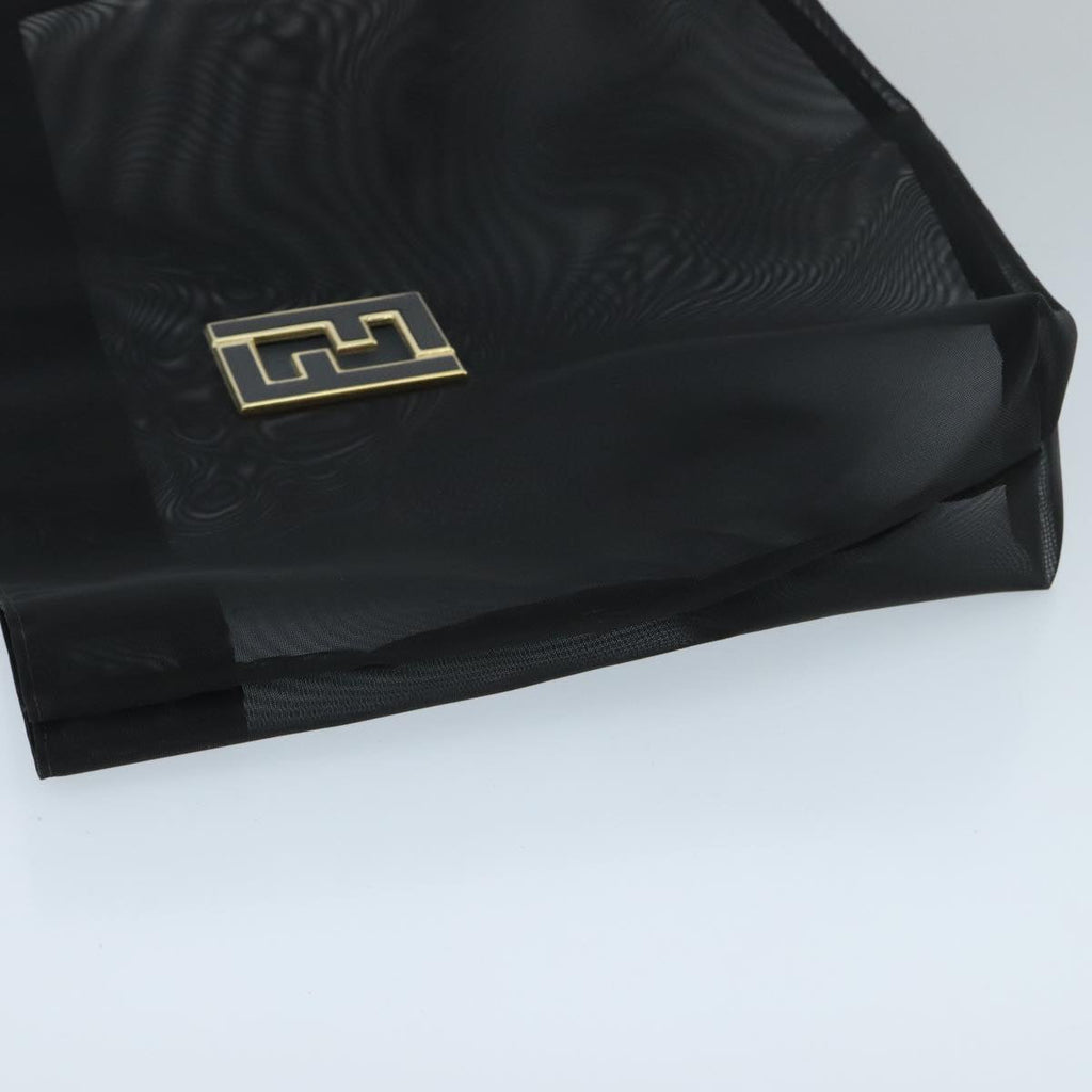 FENDI Mesh Tote Bag Nylon Black Gold 97689