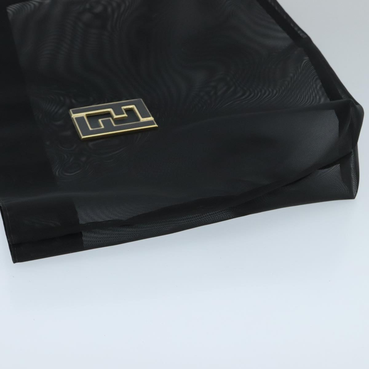 FENDI Mesh Tote Bag Nylon Black Gold 97689