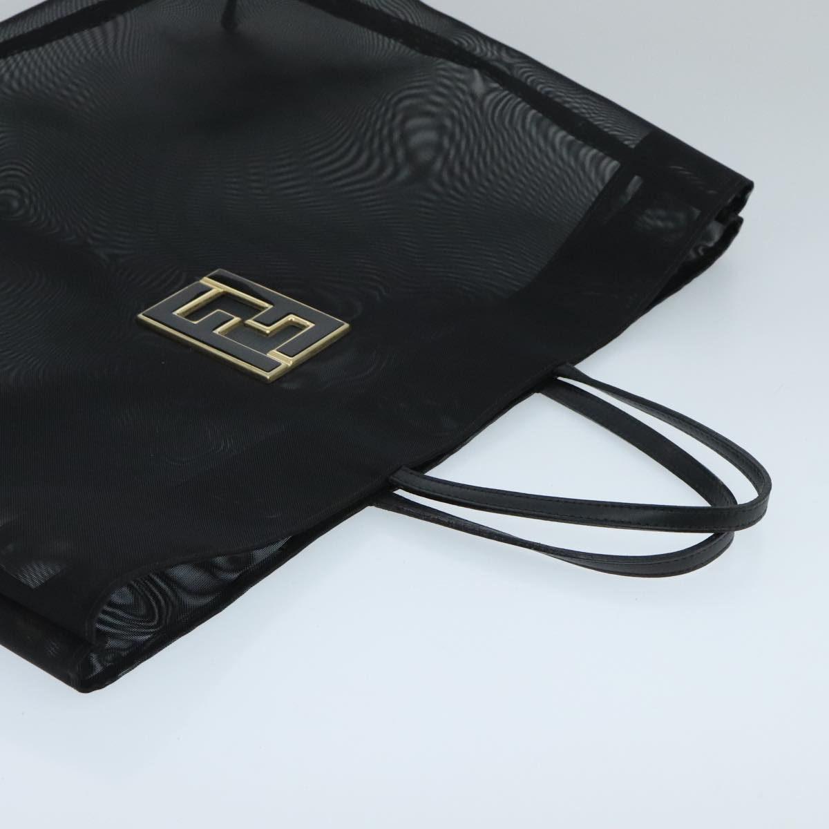 FENDI Mesh Tote Bag Nylon Black Gold 97689