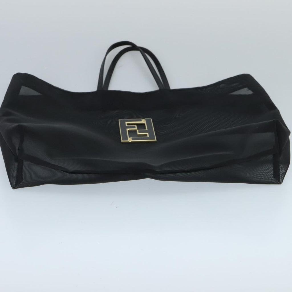 FENDI Mesh Tote Bag Nylon Black Gold 97689