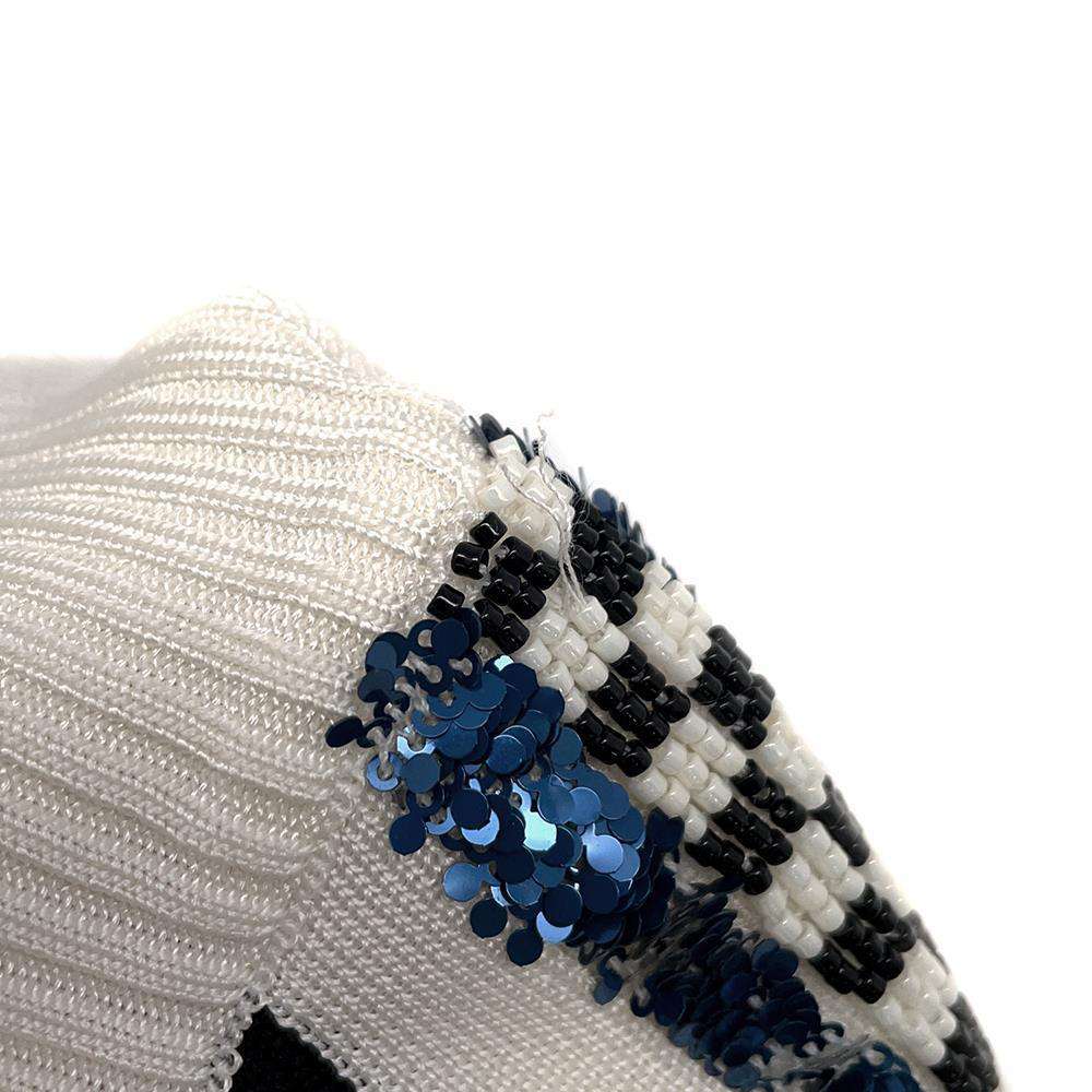 CHANEL CC Logo Sequins Blouson with Logo Patch Size 38 White/BlackP74166 Rayon91% Nylon7% Polyurethane2%