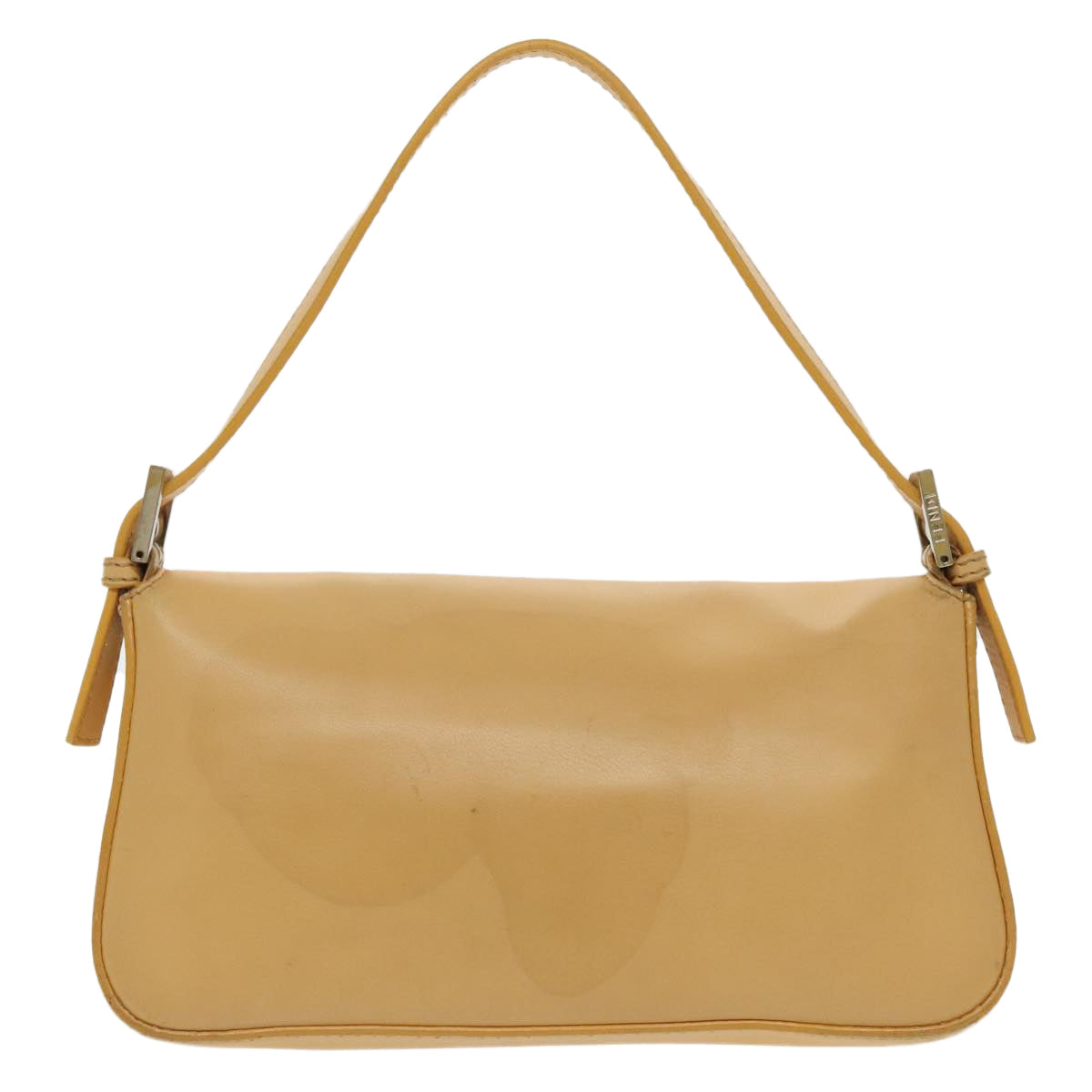 FENDI Mamma Baguette Shoulder Bag Leather 2way Beige Silver 97736