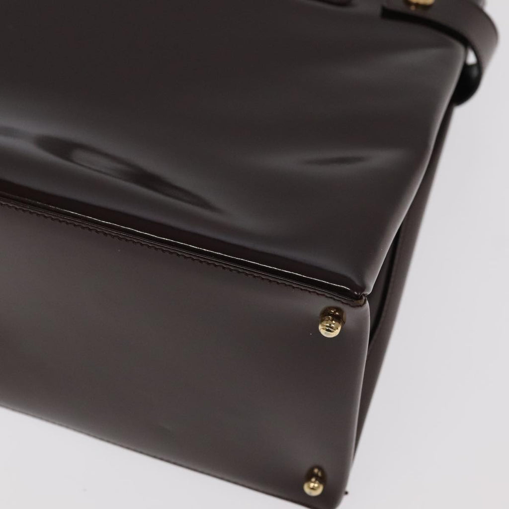 GUCCI Hand Bag Patent leather Brown Gold 97738