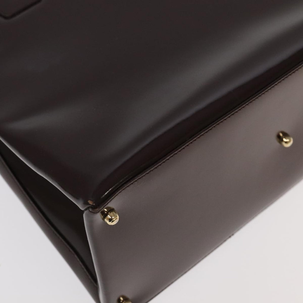 GUCCI Hand Bag Patent leather Brown Gold 97738