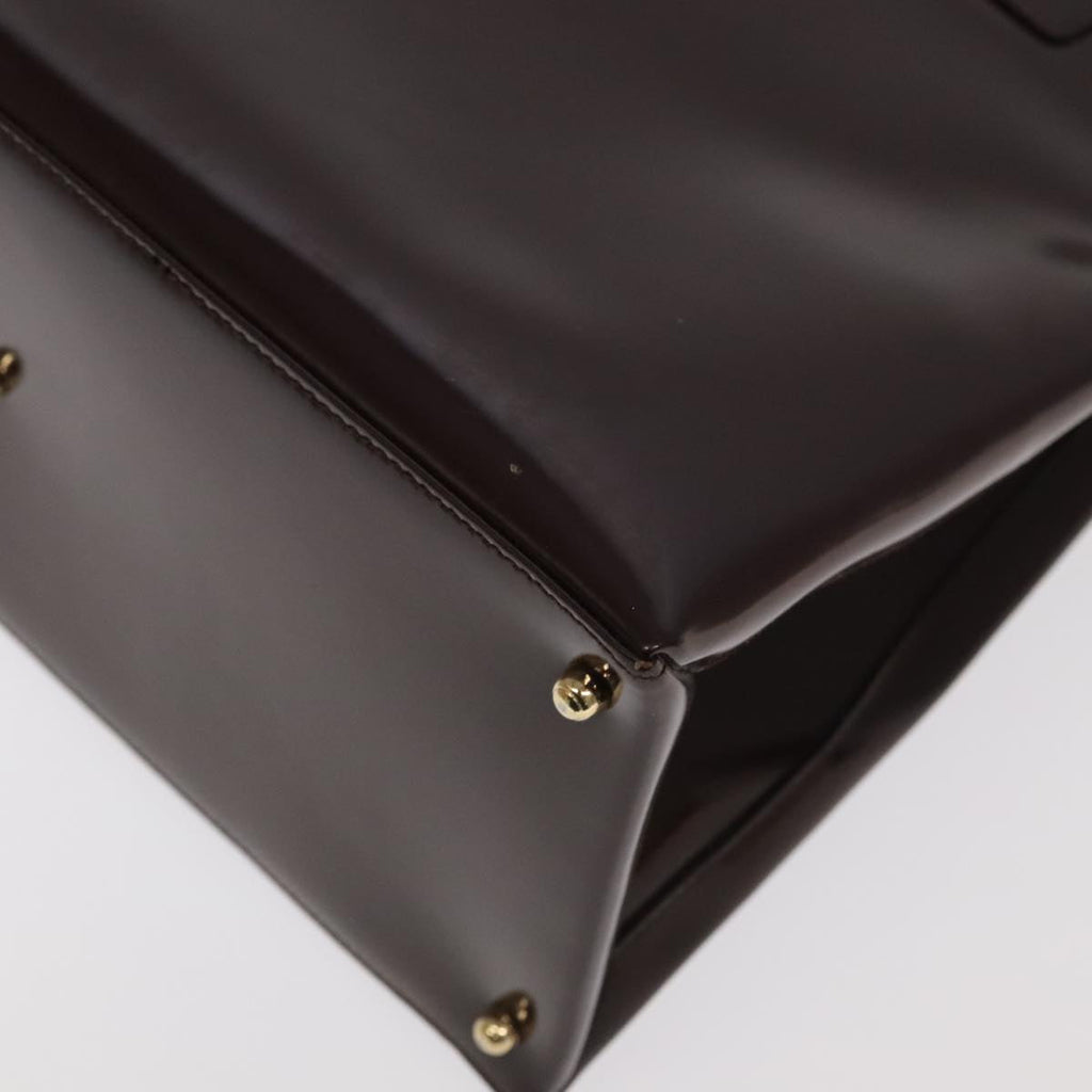 GUCCI Hand Bag Patent leather Brown Gold 97738