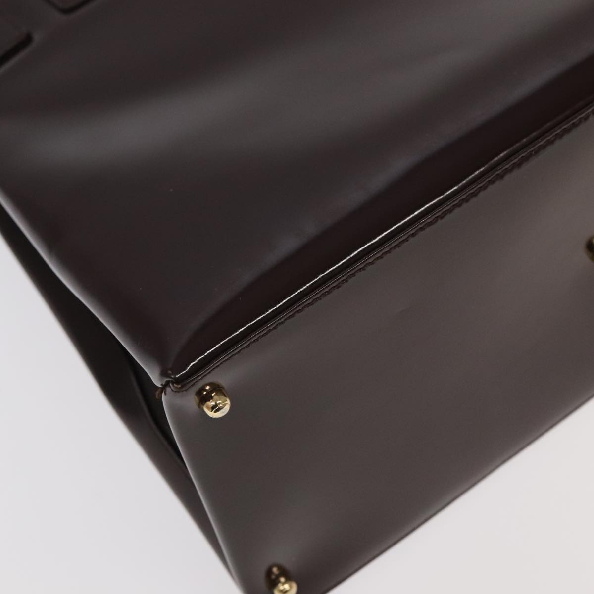 GUCCI Hand Bag Patent leather Brown Gold 97738