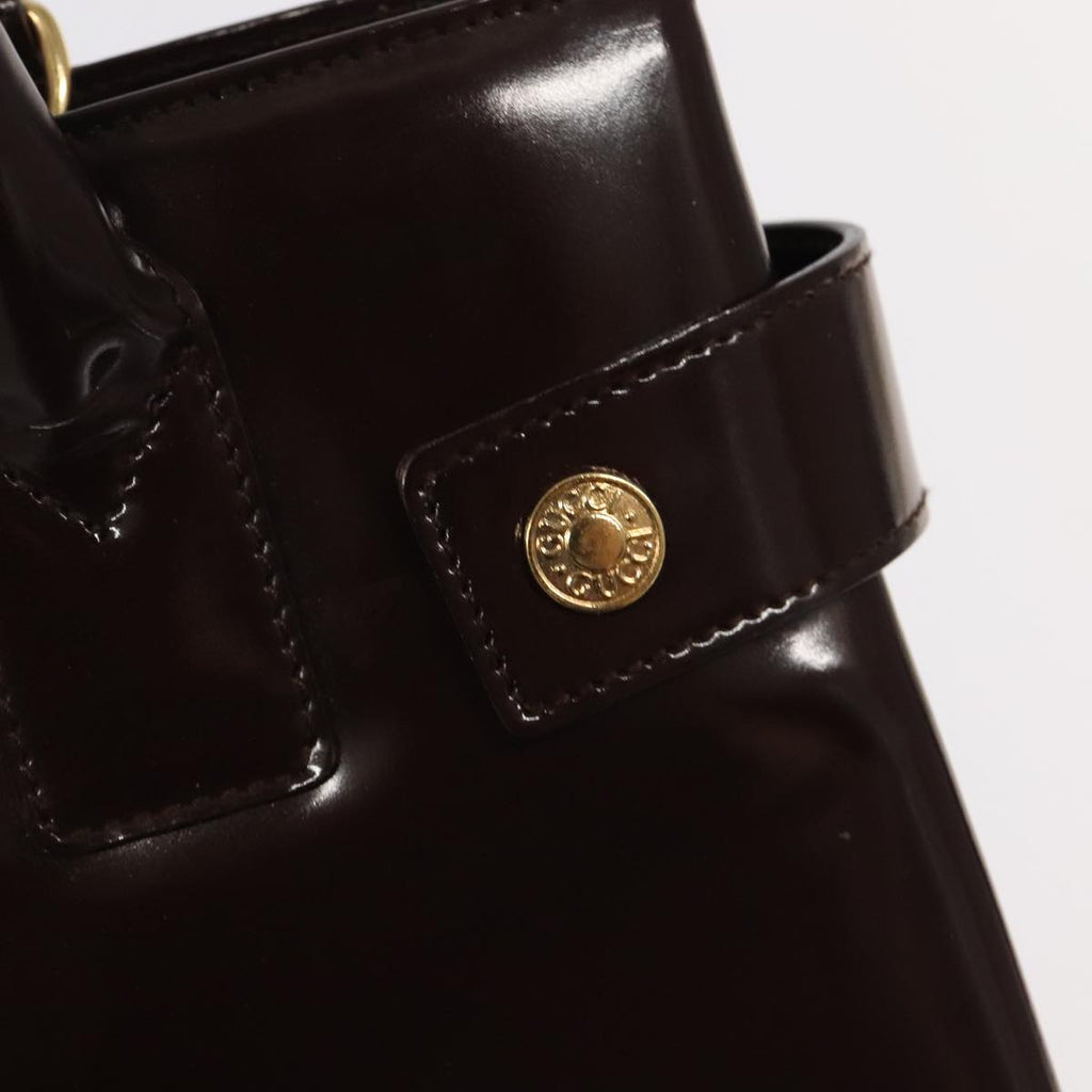 GUCCI Hand Bag Patent leather Brown Gold 97738