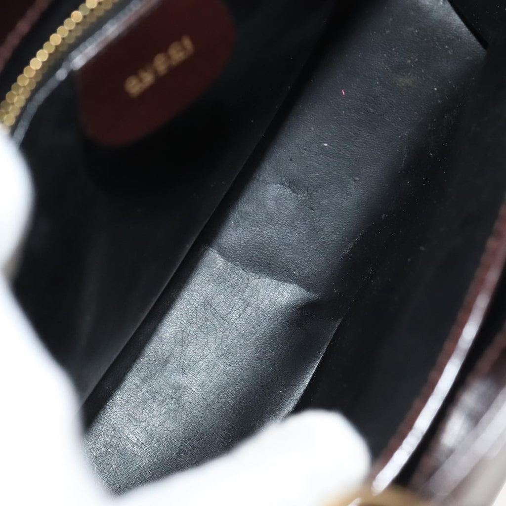 GUCCI Hand Bag Patent leather Brown Gold 97738