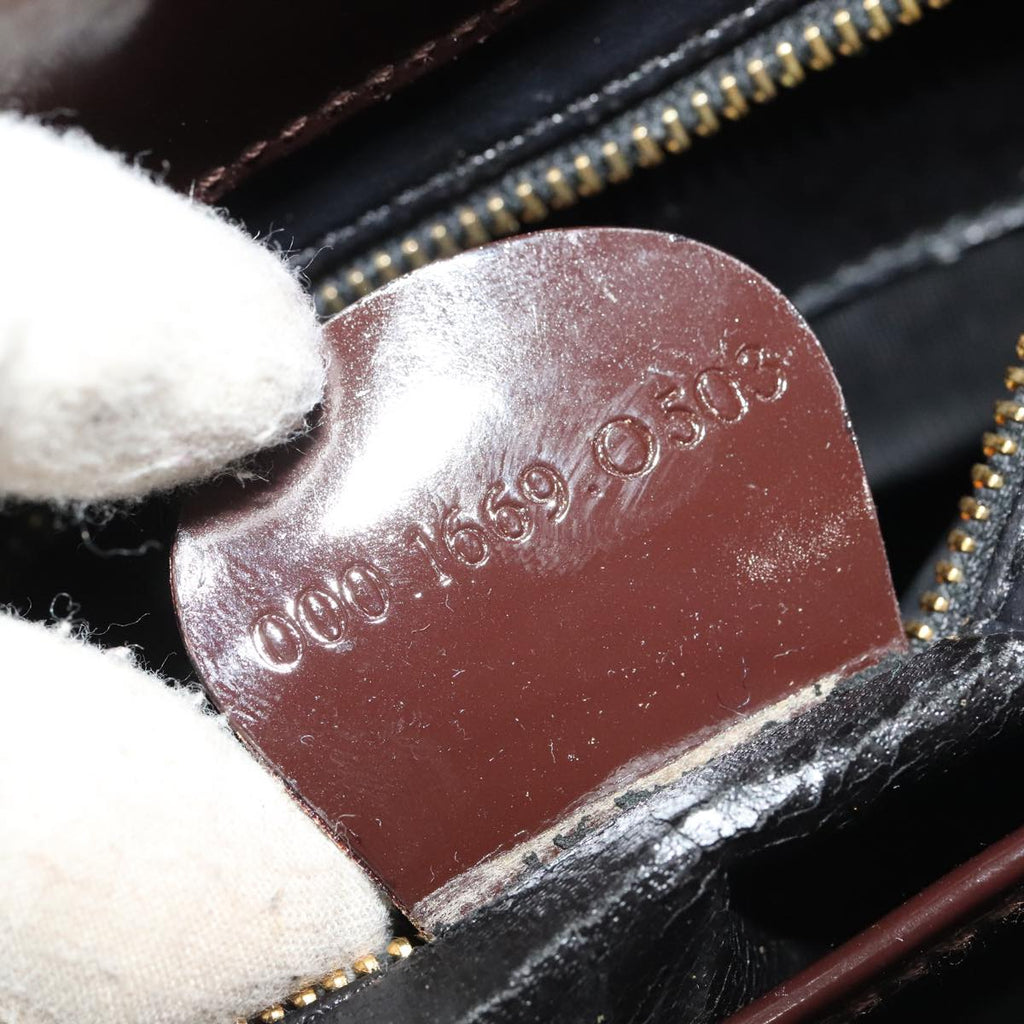 GUCCI Hand Bag Patent leather Brown Gold 97738