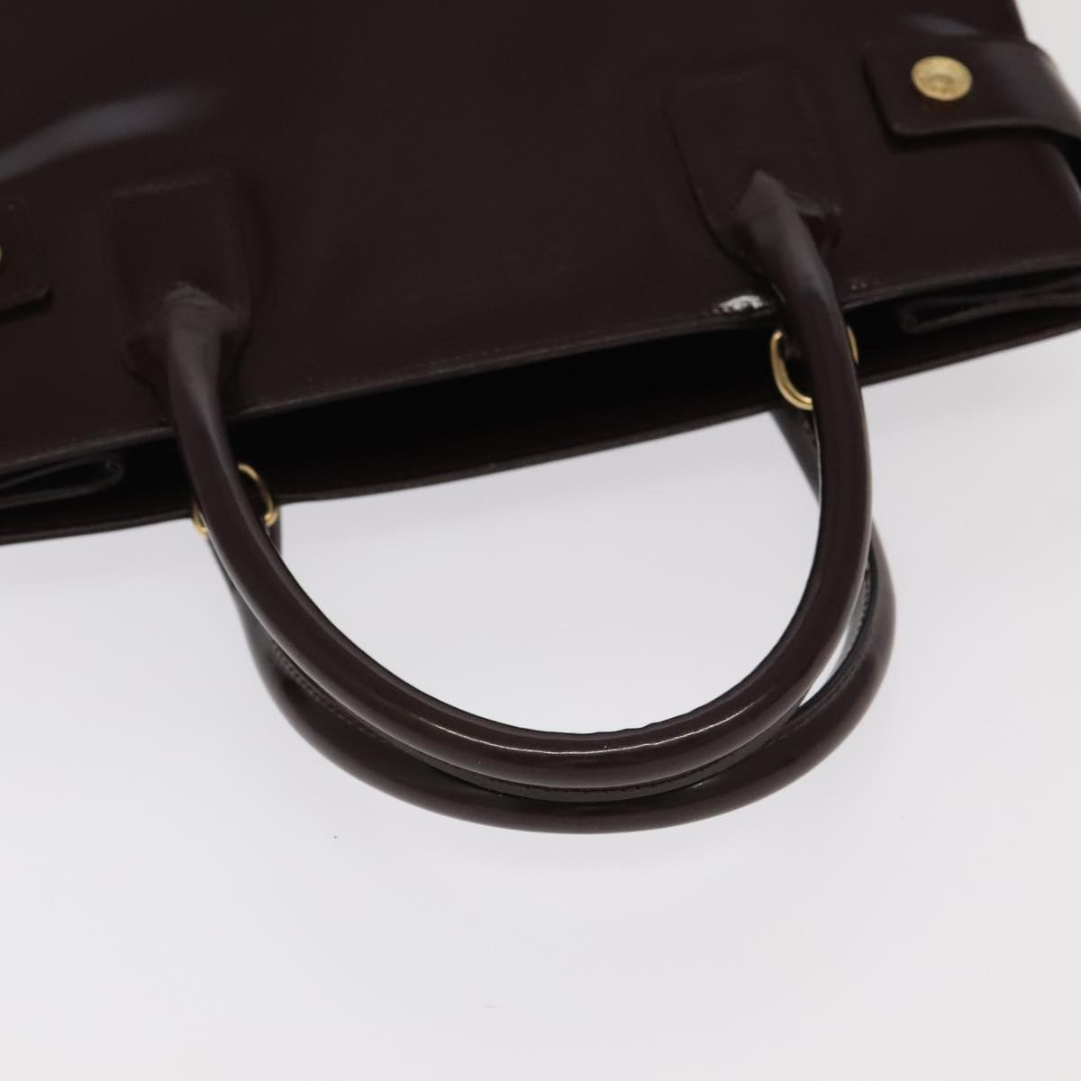 GUCCI Hand Bag Patent leather Brown Gold 97738