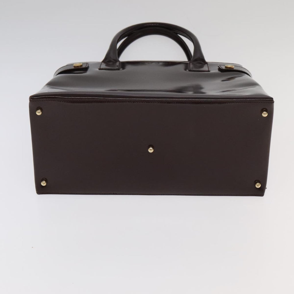 GUCCI Hand Bag Patent leather Brown Gold 97738