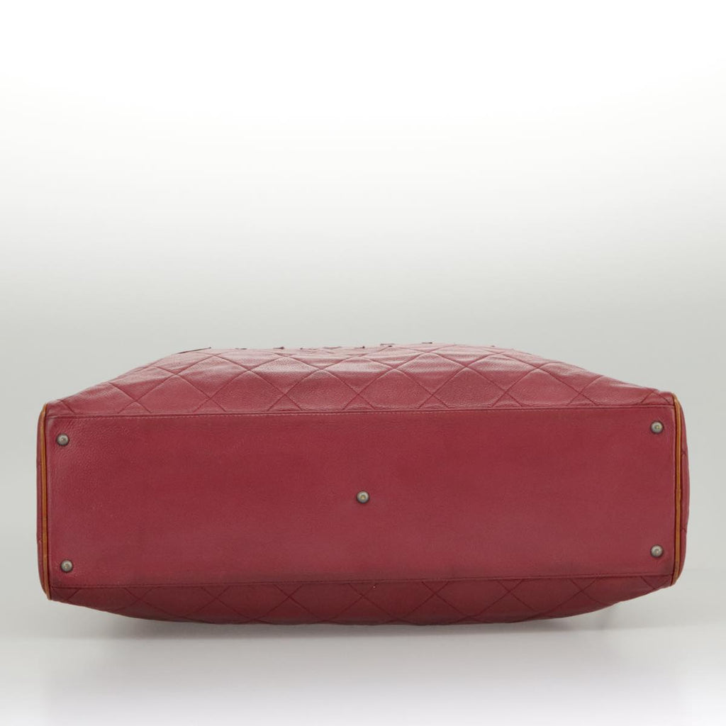 CHANEL Matelasse Boston Bag Caviar Skin Red CC 97743