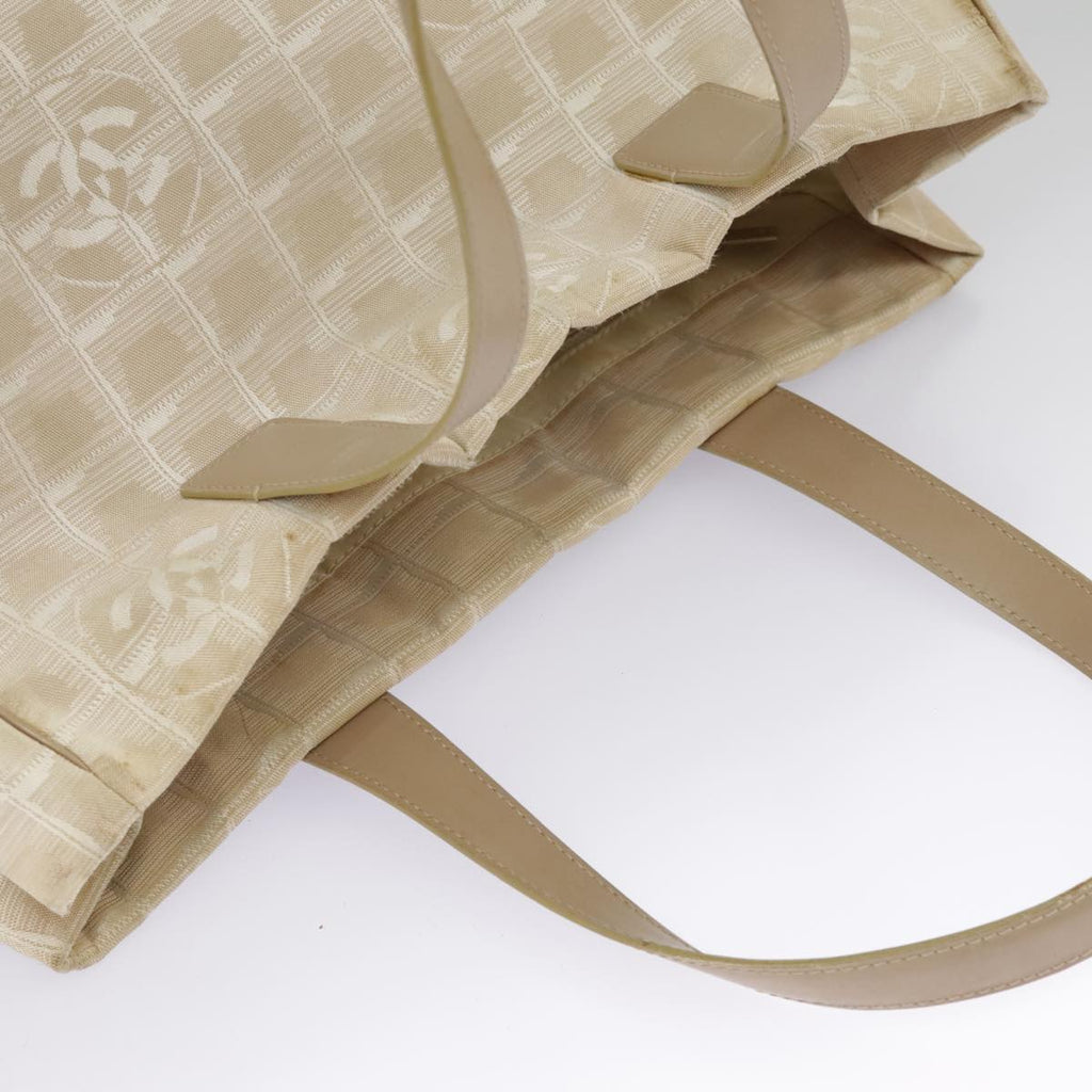 CHANEL New Travel line Tote Bag Nylon Beige Gold CC 97753