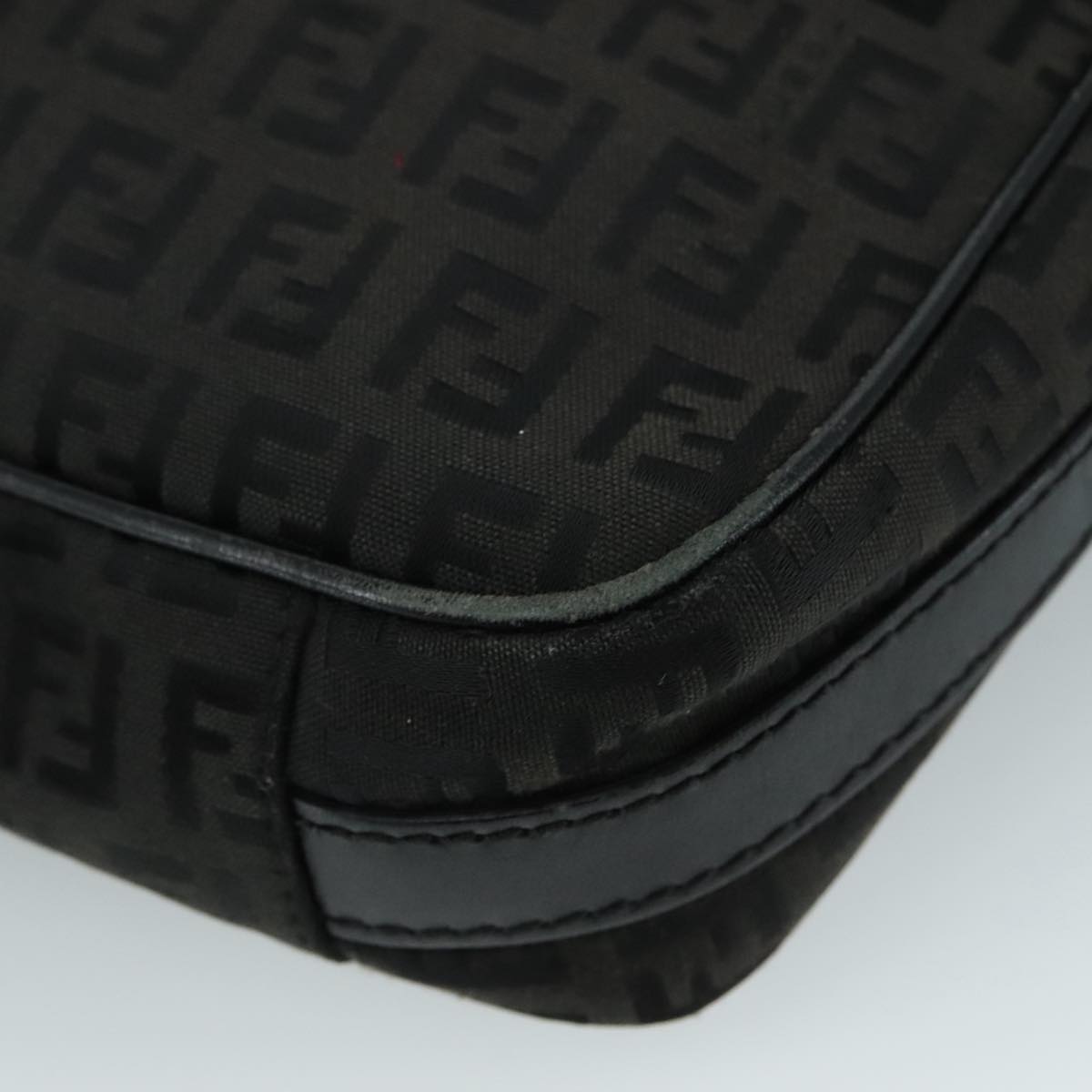 FENDI Zucchino Canvas Shoulder Bag Black 97778