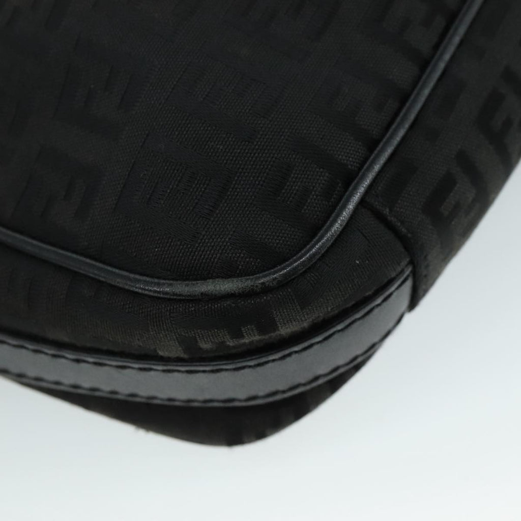 FENDI Zucchino Canvas Shoulder Bag Black 97778