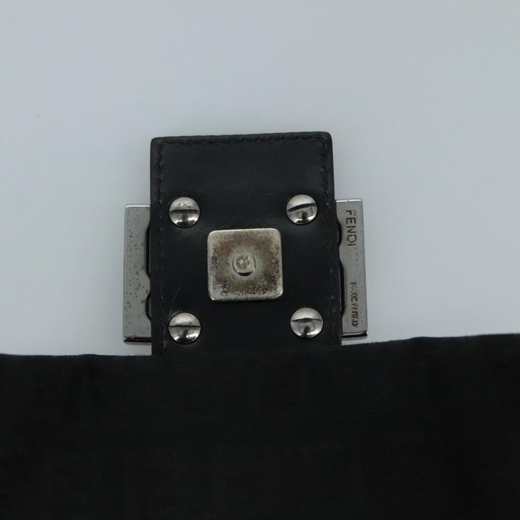 FENDI Zucchino Canvas Shoulder Bag Black 97778