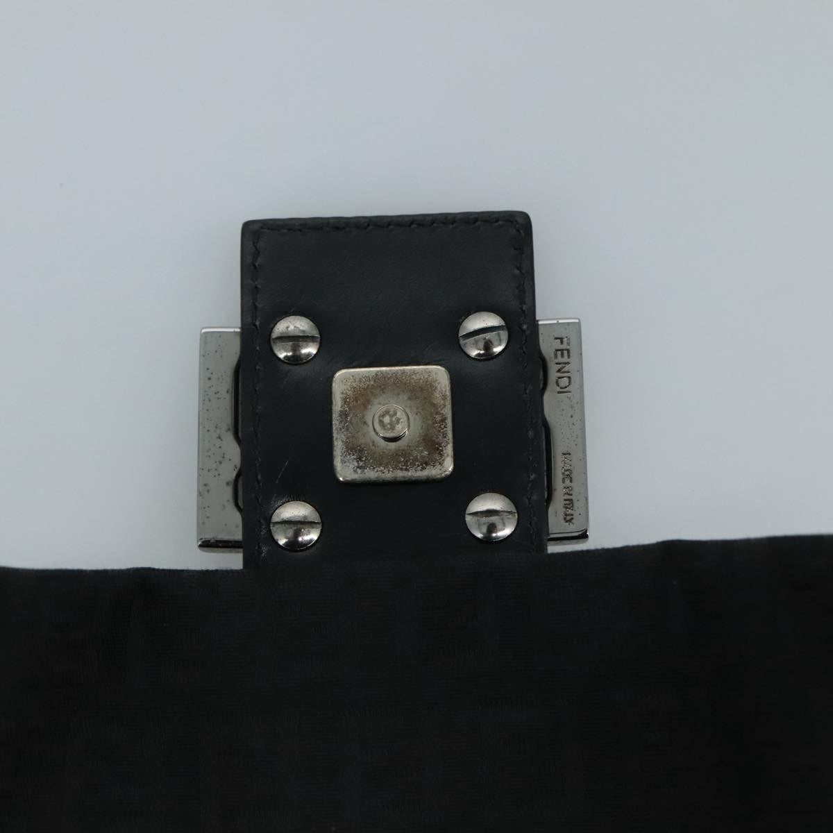 FENDI Zucchino Canvas Shoulder Bag Black 97778