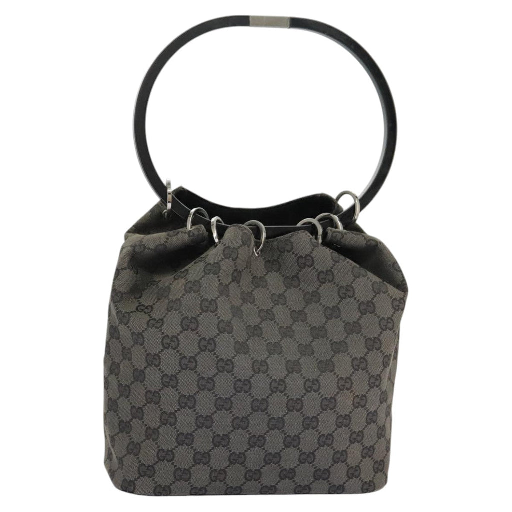 GUCCI GG Canvas Shoulder Bag Black Silver 001 3750 97812