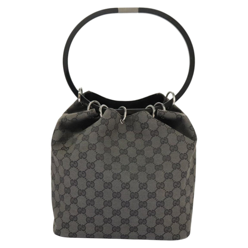 GUCCI GG Canvas Shoulder Bag Black Silver 001 3750 97812
