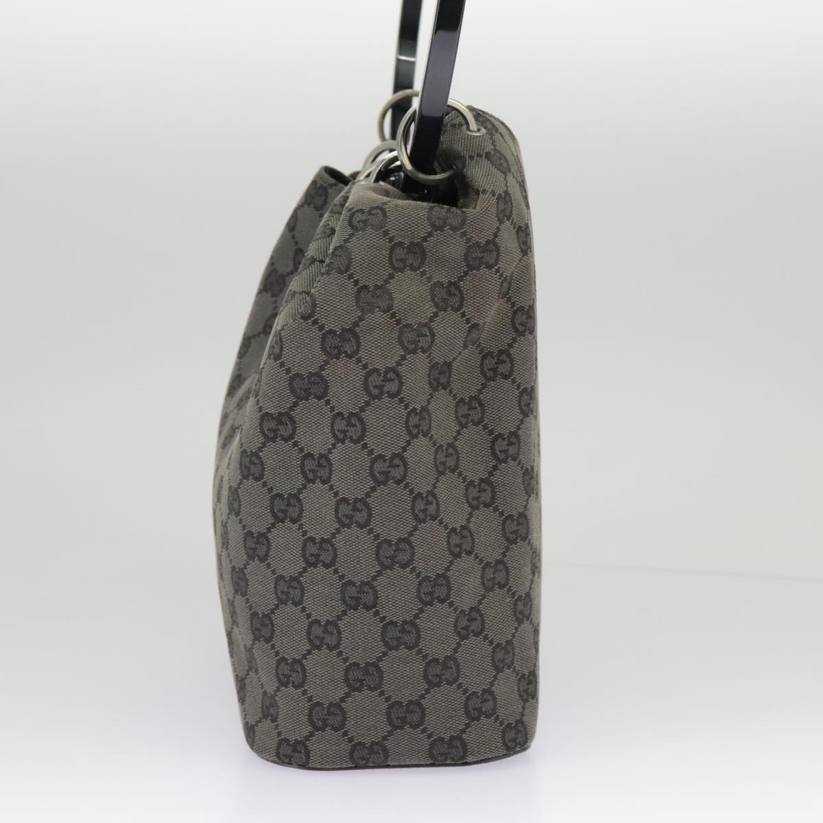 GUCCI GG Canvas Shoulder Bag Black Silver 001 3750 97812