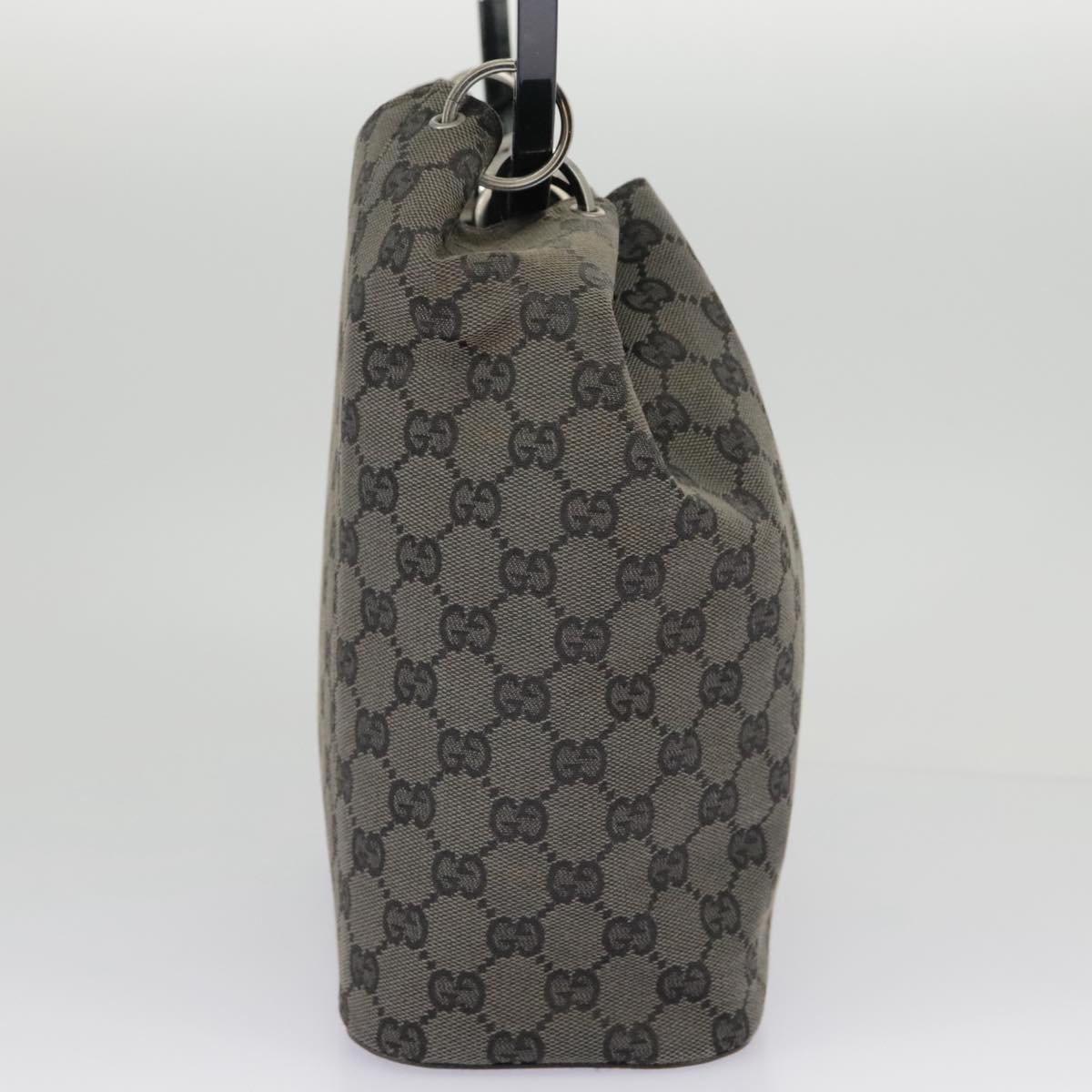 GUCCI GG Canvas Shoulder Bag Black Silver 001 3750 97812