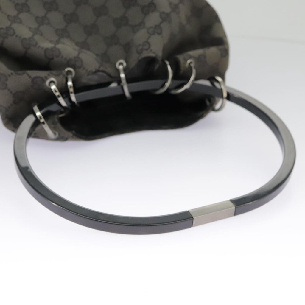 GUCCI GG Canvas Shoulder Bag Black Silver 001 3750 97812