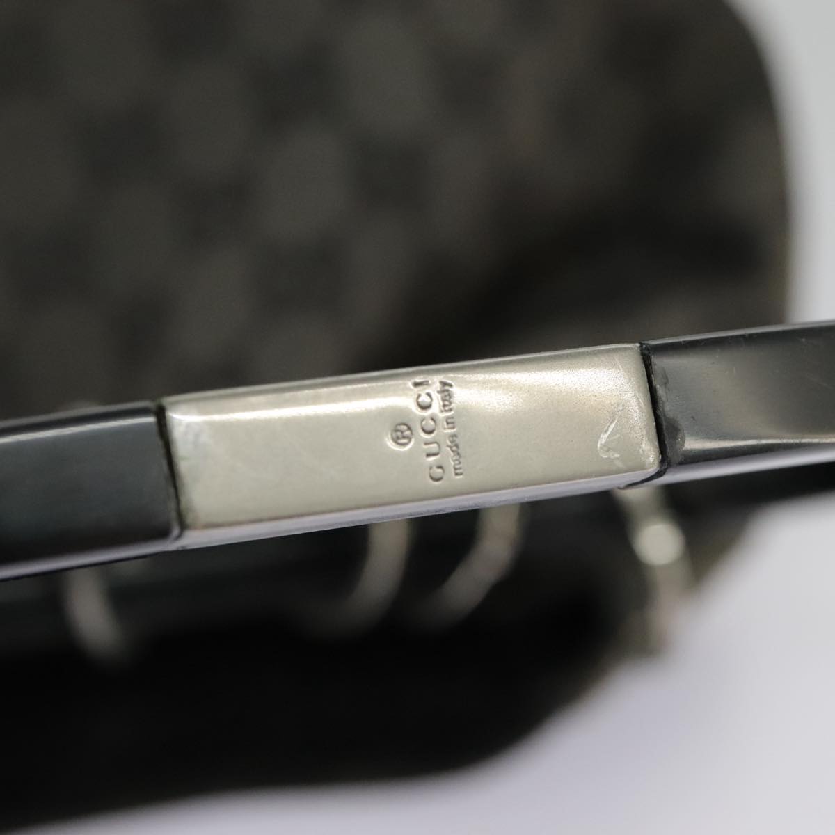 GUCCI GG Canvas Shoulder Bag Black Silver 001 3750 97812