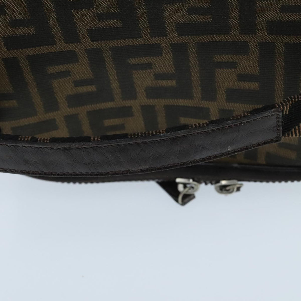 FENDI Zucca Canvas Vanity Pouch Brown Black Silver 97814