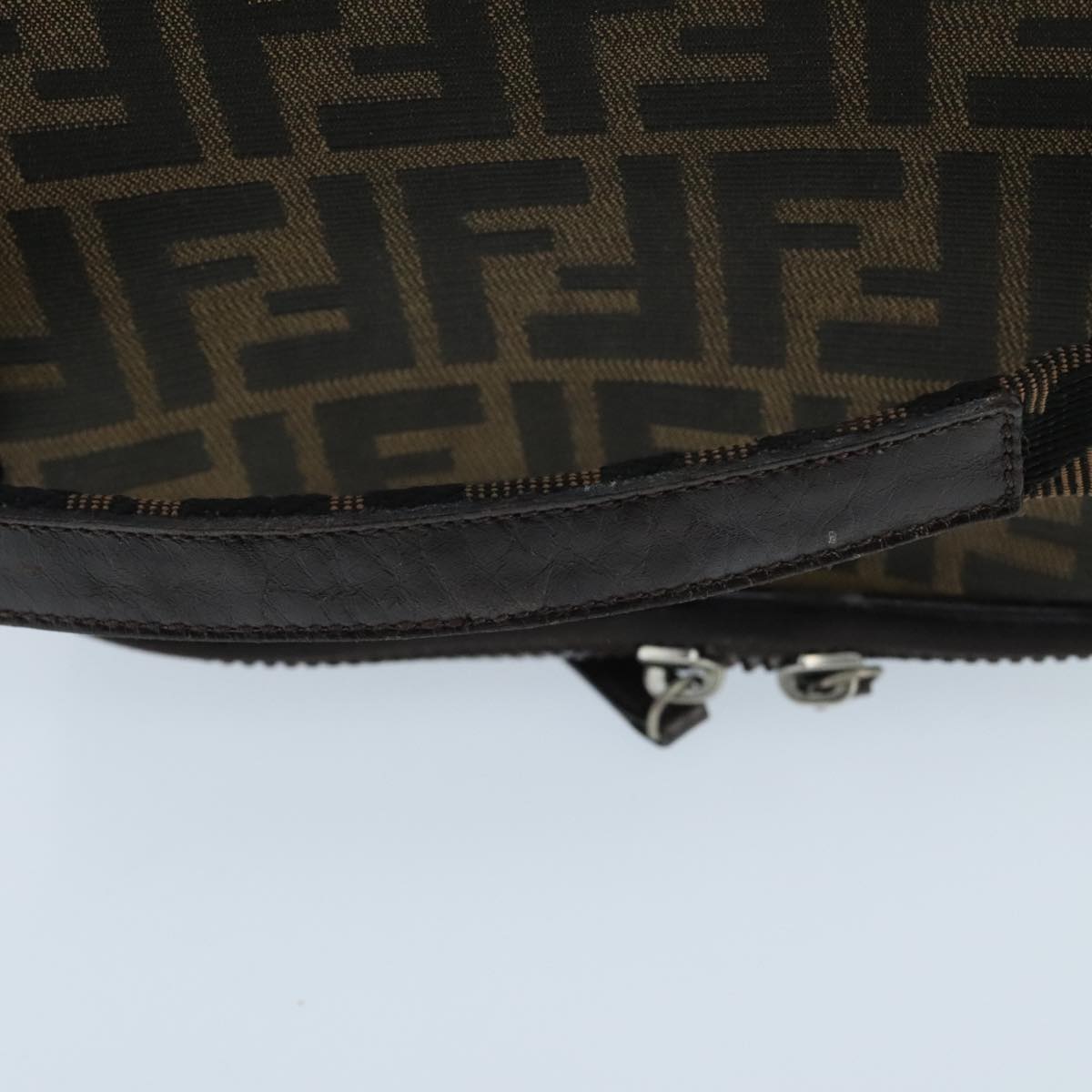 FENDI Zucca Canvas Vanity Pouch Brown Black Silver 97814