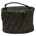 FENDI Zucca Canvas Vanity Pouch Brown Black Silver 97814
