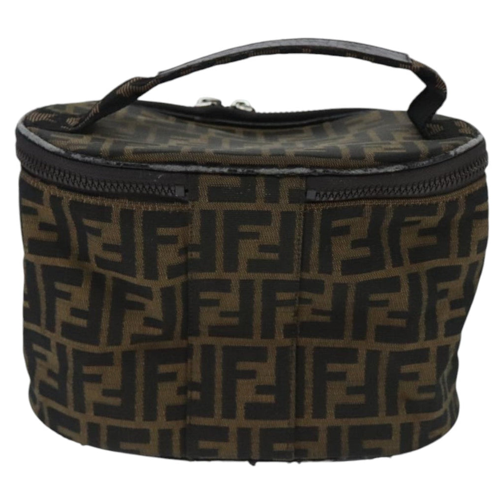 FENDI Zucca Canvas Vanity Pouch Brown Black Silver 97814