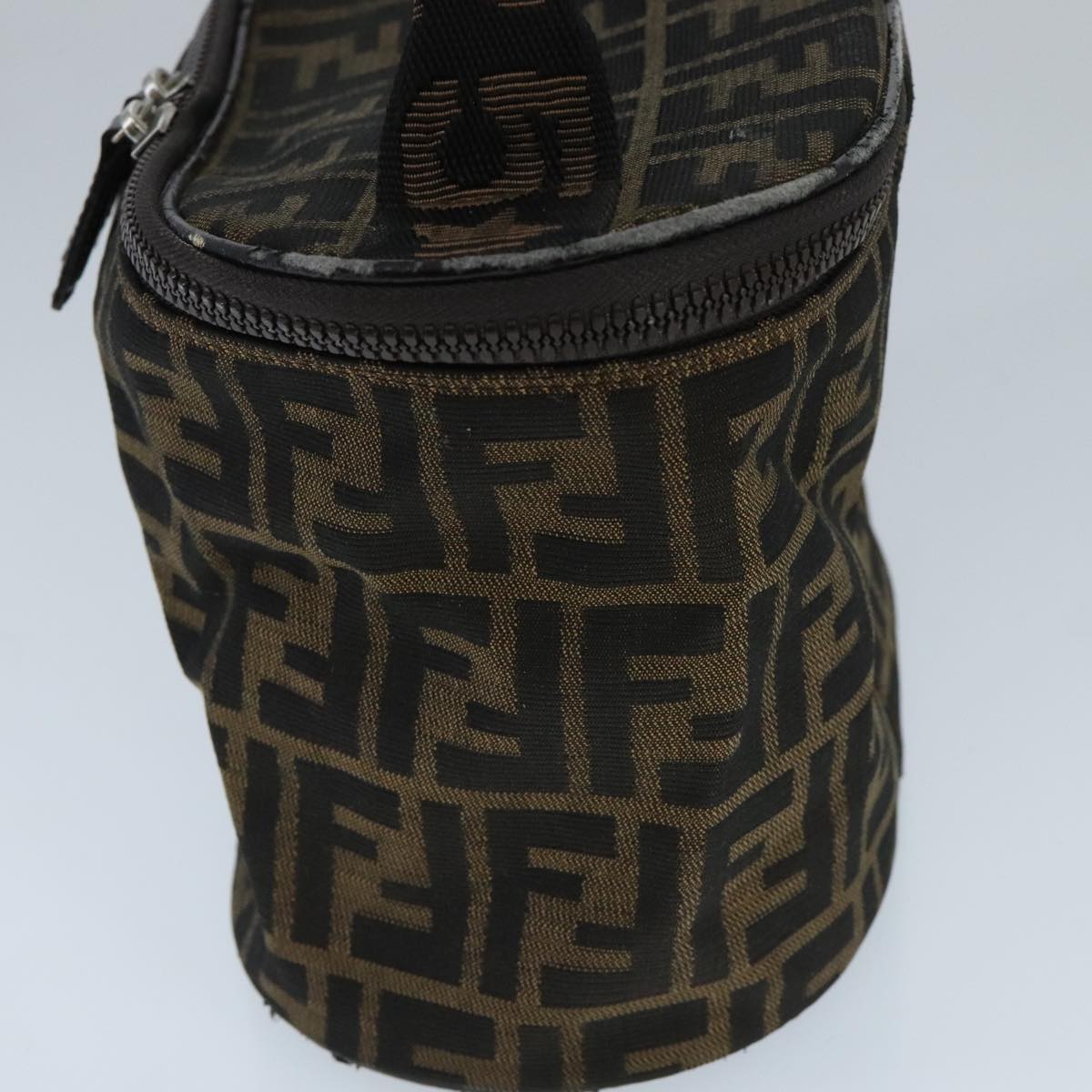 FENDI Zucca Canvas Vanity Pouch Brown Black Silver 97814