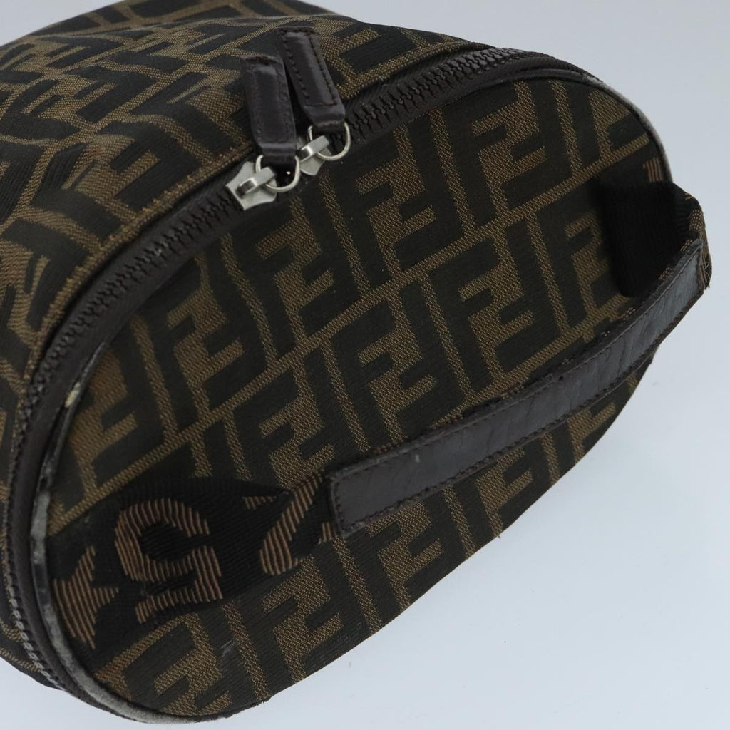 FENDI Zucca Canvas Vanity Pouch Brown Black Silver 97814