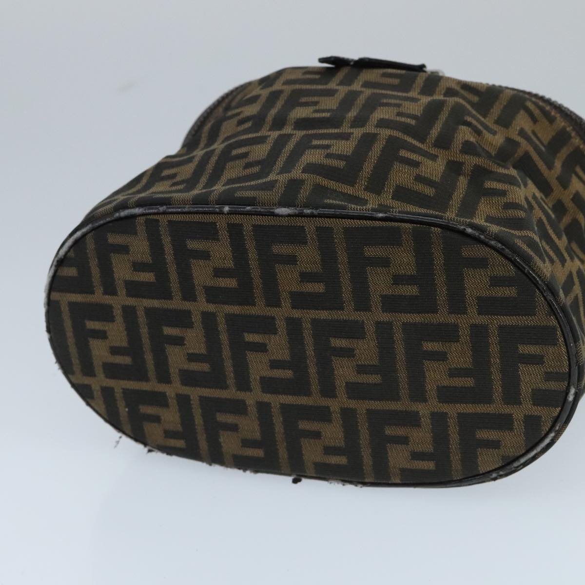 FENDI Zucca Canvas Vanity Pouch Brown Black Silver 97814