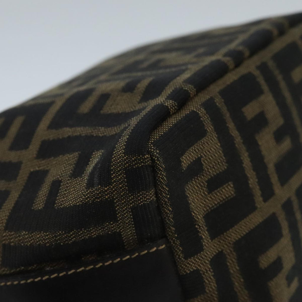 FENDI Zucca Canvas Vanity Hand Bag Brown Black gold 97877