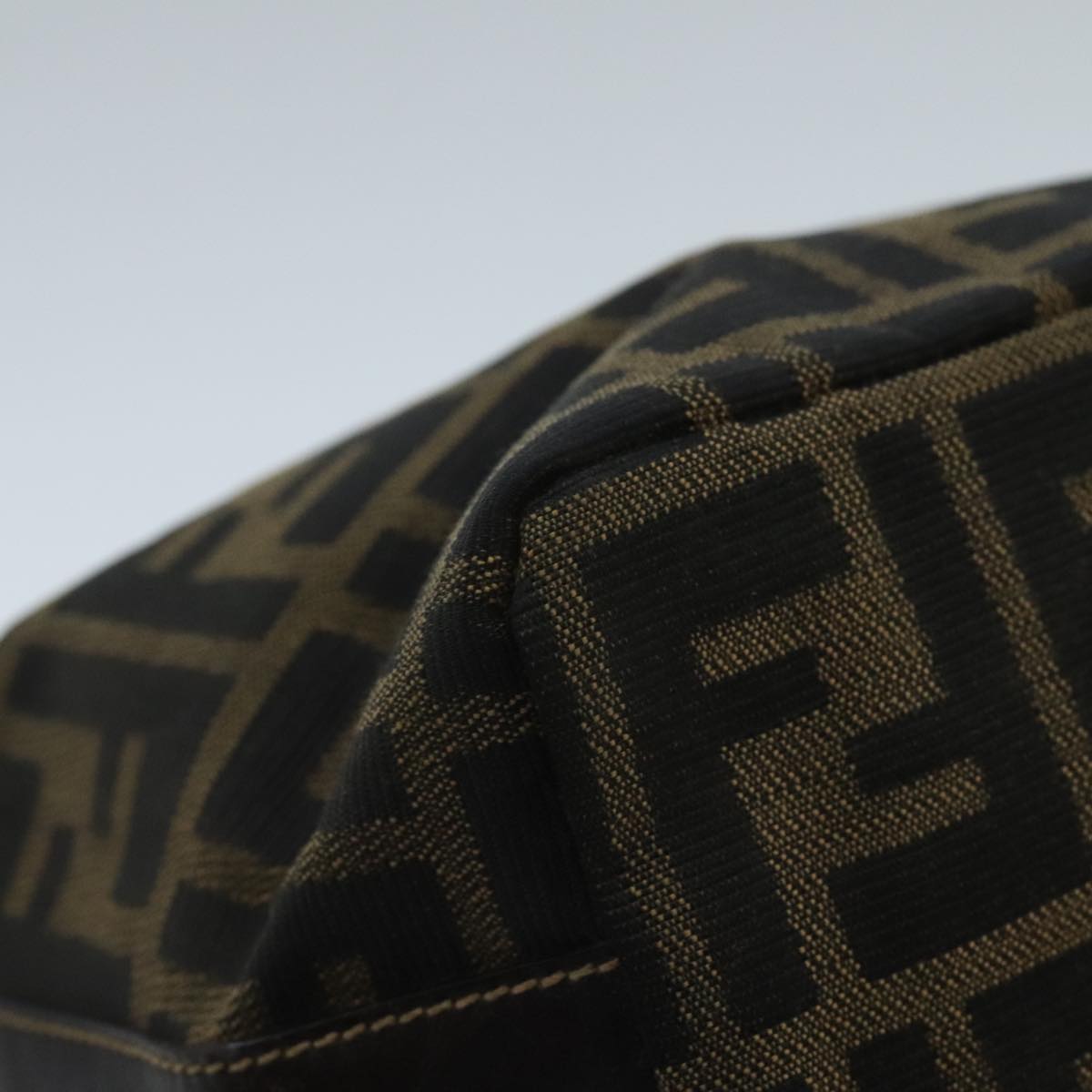 FENDI Zucca Canvas Vanity Hand Bag Brown Black gold 97877