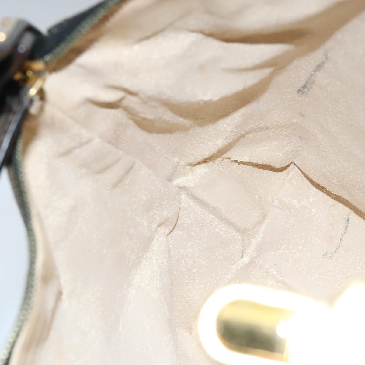 FENDI Zucca Canvas Vanity Hand Bag Brown Black gold 97877