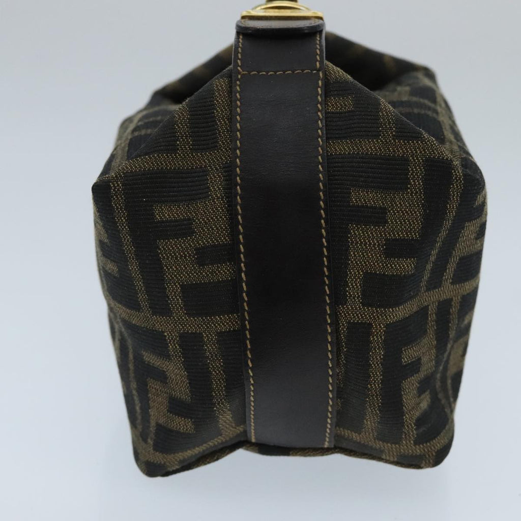 FENDI Zucca Canvas Vanity Hand Bag Brown Black gold 97877