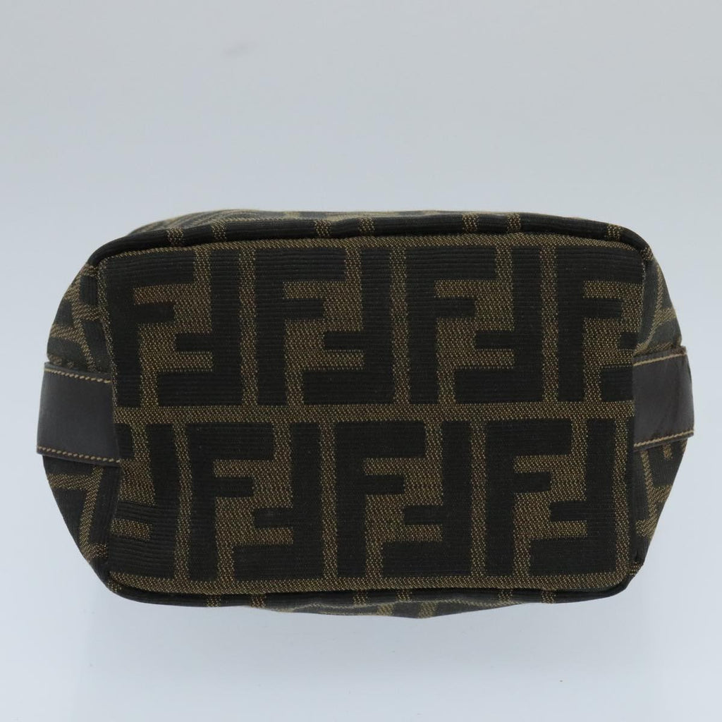 FENDI Zucca Canvas Vanity Hand Bag Brown Black gold 97877