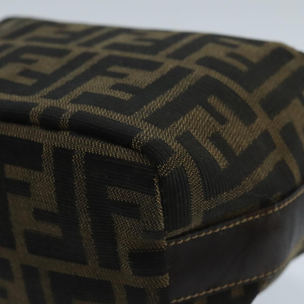 FENDI Zucca Canvas Vanity Hand Bag Brown Black gold 97877