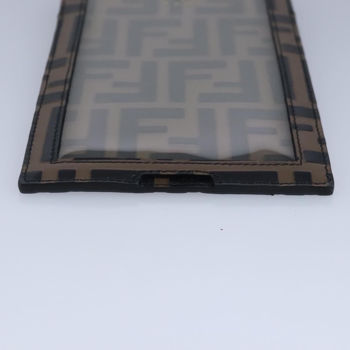 FENDI Zucca Canvas Smartphone Holder Brown Black Silver 7AR737 A5TL 97888