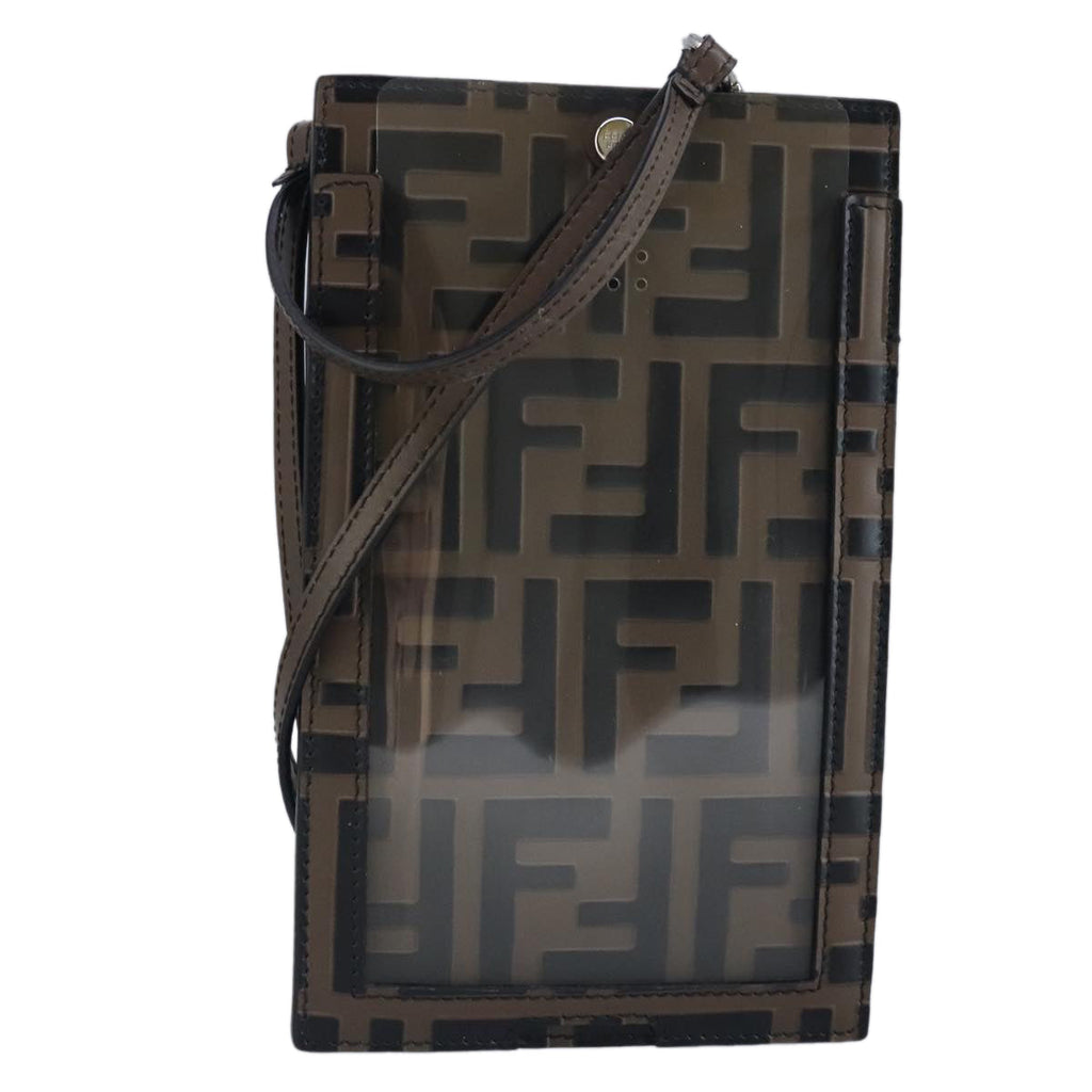 FENDI Zucca Canvas Smartphone Holder Brown Black Silver 7AR737 A5TL 97888