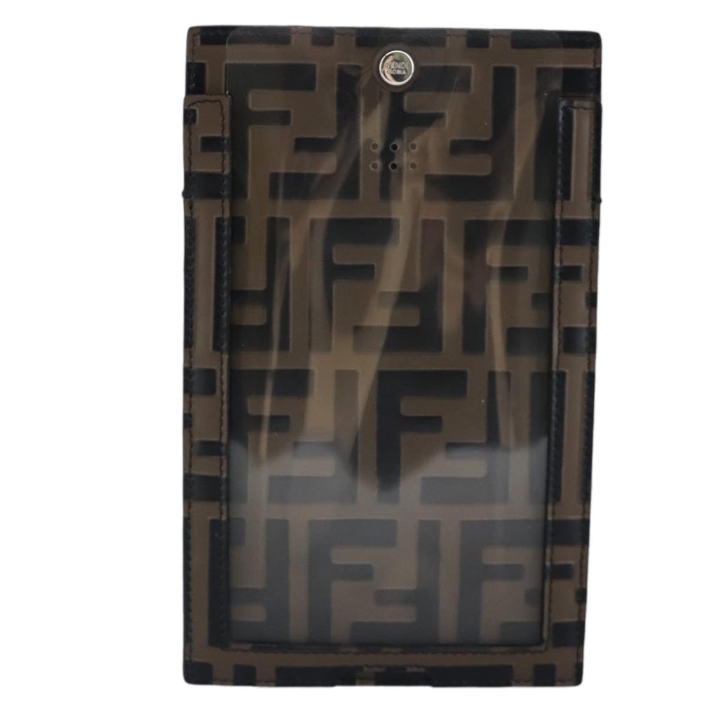 FENDI Zucca Canvas Smartphone Holder Brown Black Silver 7AR737 A5TL 97888