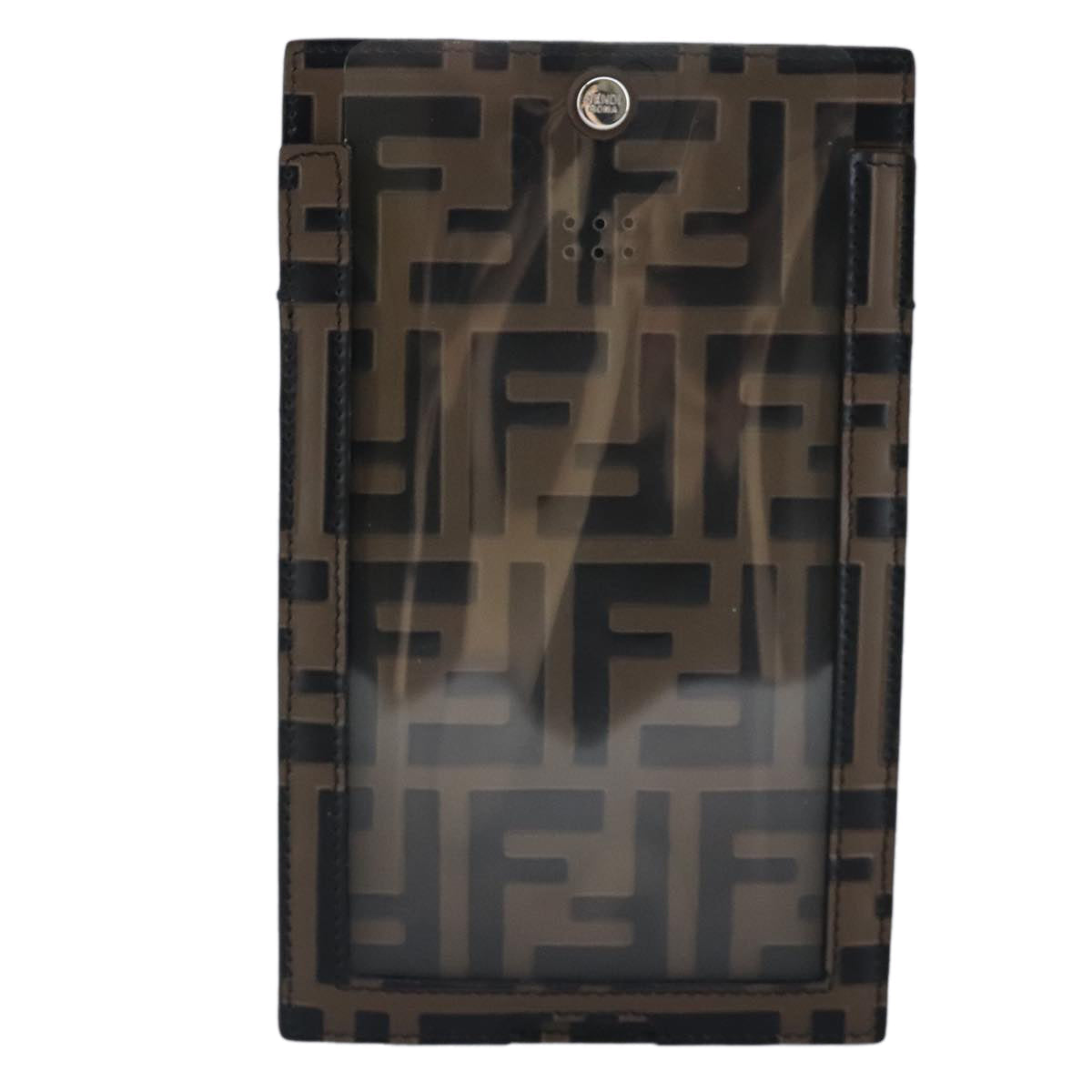FENDI Zucca Canvas Smartphone Holder Brown Black Silver 7AR737 A5TL 97888